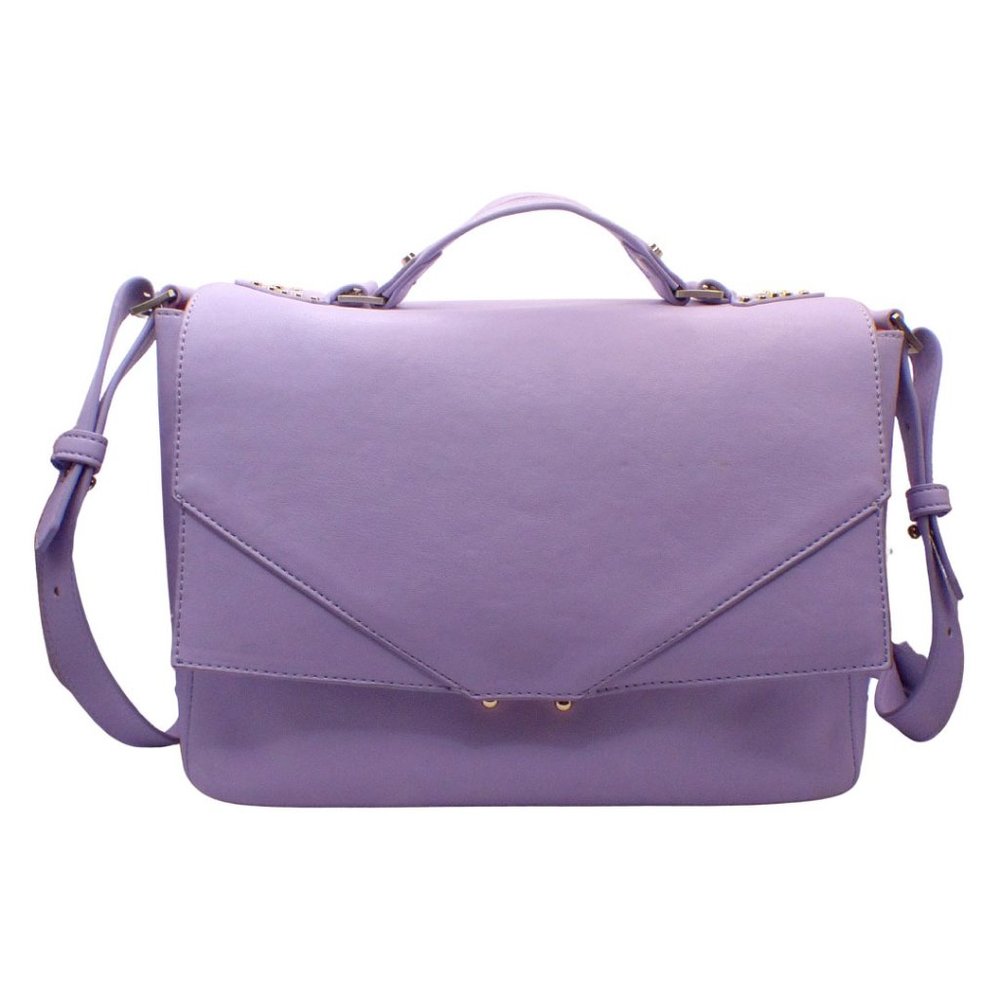 Light Lavender Brian Atwood Soft Leather Shoulder Bag w/ Stud Accents